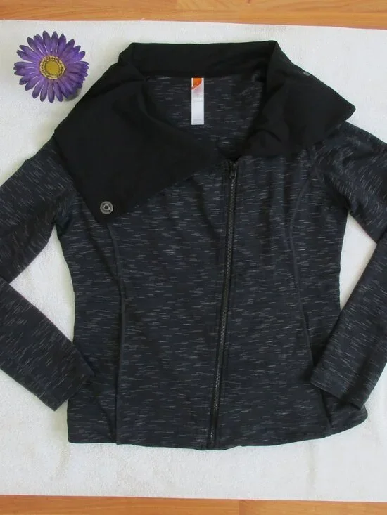 LUCY Athletic Jacket Size Large Black Full Zip with Snap Neck - Picture 6 of 8